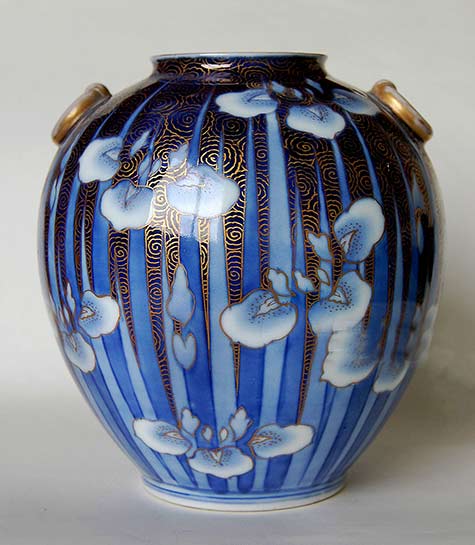 Antique Japanese porcelain vase Fukagawa Meiji_period_19t century