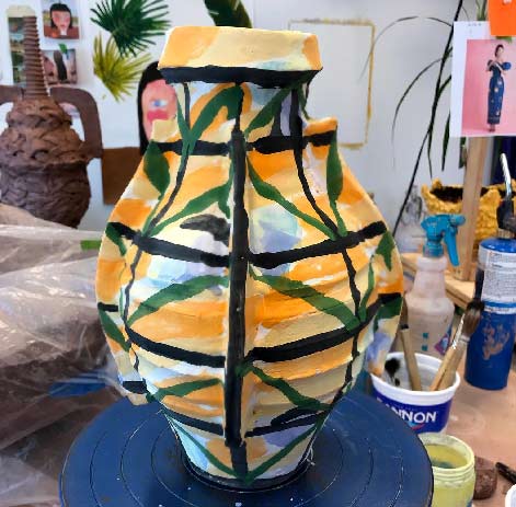 Joanna Powell-vase with vivid dercoration