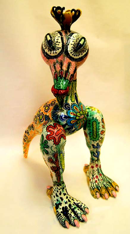 Kurt earthenware with glazes and enamels by Jenny Orchard