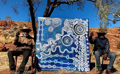 Their collaborative paintings – new maps for ancient earth – remind us of Tarnanthis call to rise forth to keep moving and inventing AGSA
