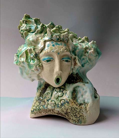 Inhale Deeply and Say Om ceramic sculpture