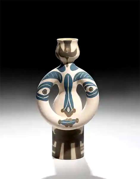 Madoura Pottery Vallauris manufacturer Woman lamp vase-1955
