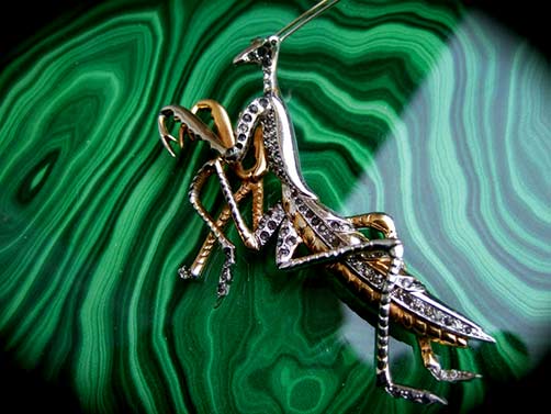 Marcel-Boucher-Extremely-Rare-Art-Deco-Praying-Mantis-Costume-Brooch-c-1941-