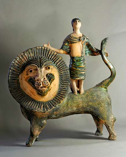 Daniel and the Lion in terracotta sculpture by WilliamNewland from the 1950s