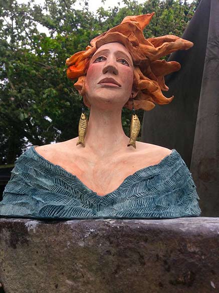 Joe-Lawrence ceramic bust red headed women