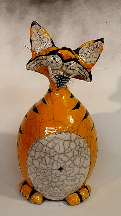 Tigger tiger Naughty Cat by Nolan Windholtz of Round Tree Pottery