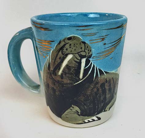 Vintage Matthew Adams Alaska Pottery Walrus Coffee Mug