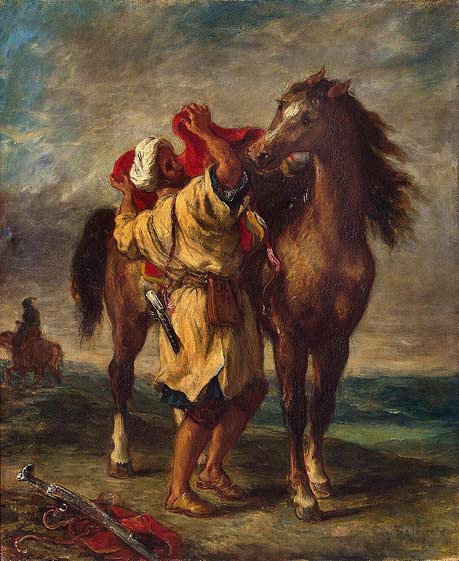 1855 Moroccan Saddles His Horse Hermitage Museum Eugene_Ferdinand_Victor_Delacroix