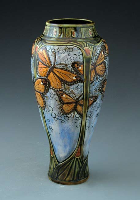Art Nouveau fluttering butterfly vase Stephanie Young