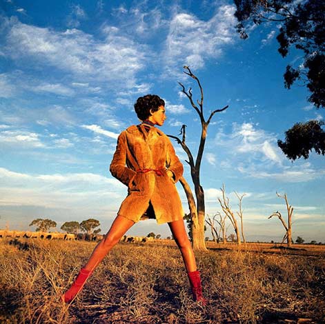 Marisa is wearing kangaroo fur coat by Cornelius Furs, photo by Arnaud de Rosnay, Australia, Vogue US
