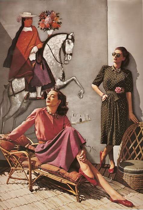 Liz Gibbons (l) and Bijou Barrington (r), photo by Louise Dahl Wolfe for Harper's Bazaar 1942