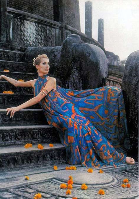 Model Isa Stoppi photographed by Henry Clarke for Vogue UK, 1966.
