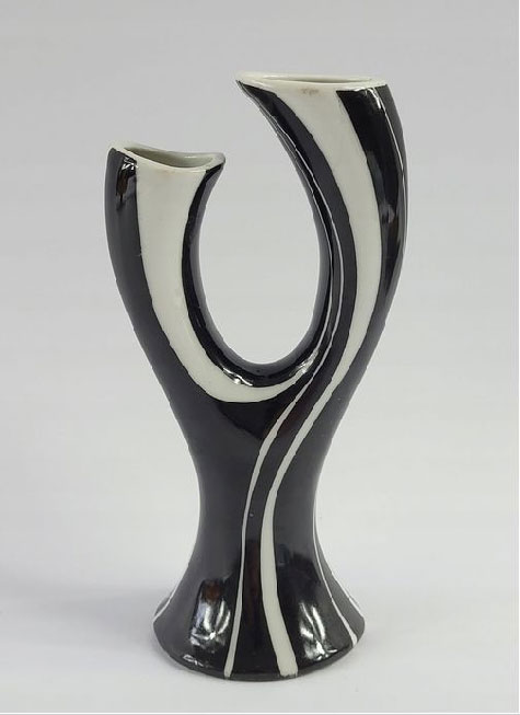 Hungarian Mid Century black and white dual vase