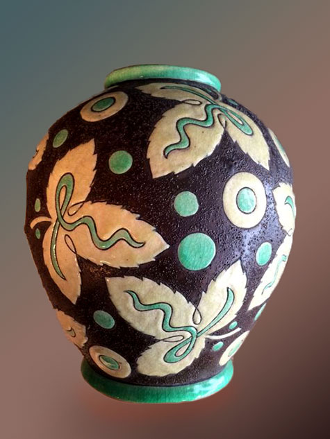 bulbous vase by Charles Catteau for Boch Freres Keramis
