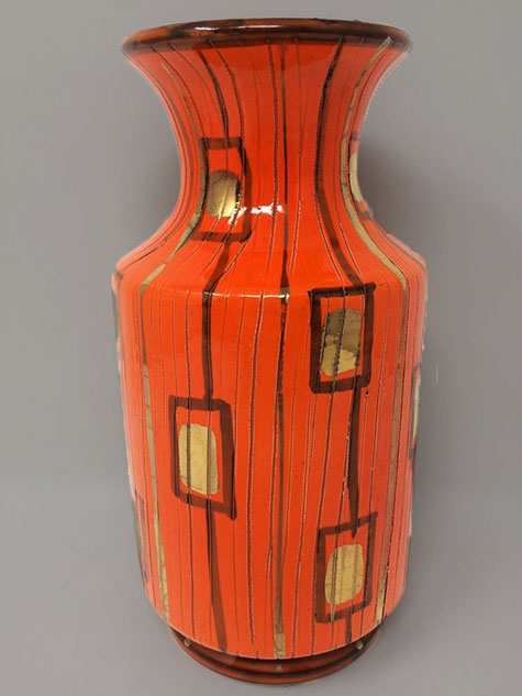Mid Century Italian Pottery Vase Orange by Bitossi