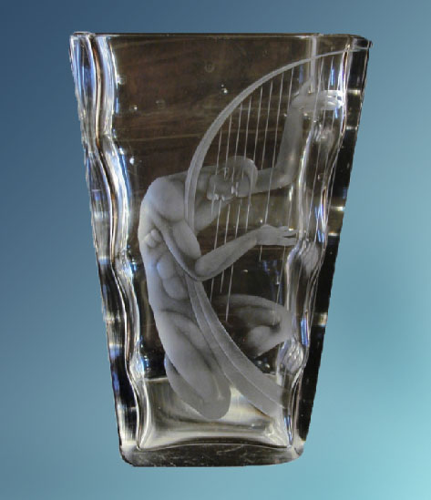 Nude-with-Harp,-Rare-Art-Deco-Vase-by-Lindstrand-for-Orrefors