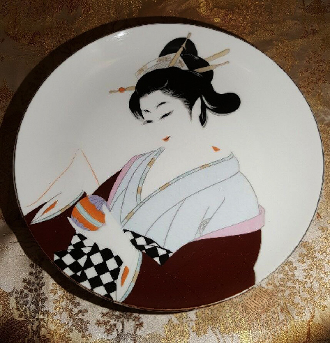Vintage-Plate-Asian-Geisha-Japanese-Woman